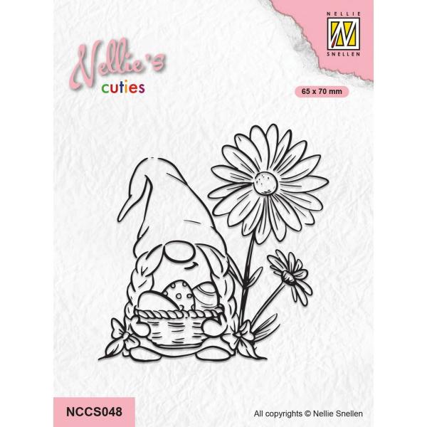 NCCS048 Nellie Snellen Clear Stamp Easter Gnom with Flowers