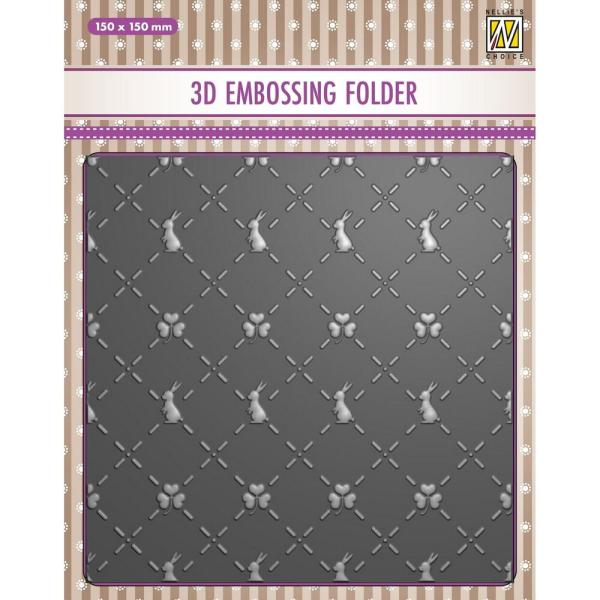 Nellie Snellen 3D Embossing Folder Bunny's and Clovers #086