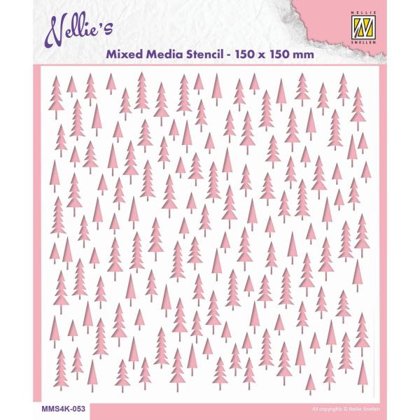Nellie Snellen Mixed Media Stencil Trees #053