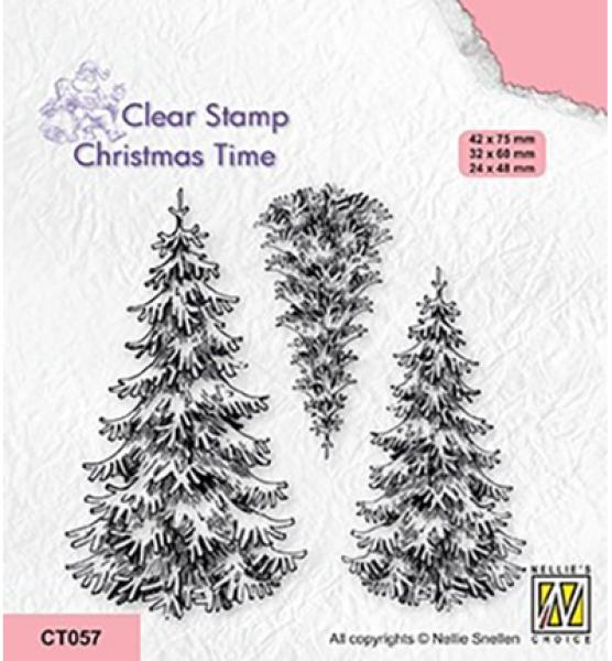 Nellie Snellen Stamp Three Snowy Fir Trees CT057