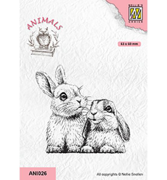 Nellie Snellen Clear Stamp Two Rabbits ANI026