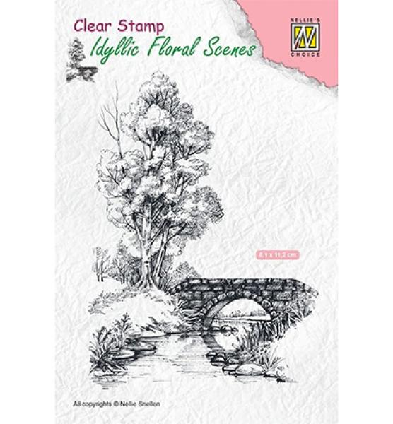 Nellie Snellen Clear Stamps Scene with stream and bridge #IFS011