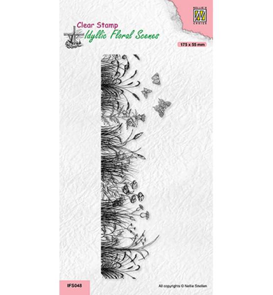 Nellie Snellen Clear Stamps Slim Line Meadow with Butterflies #IFS048