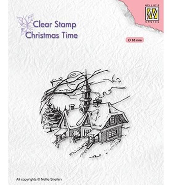 Nellie Snellen Clear Stempel Snowy Christmas Scene #038