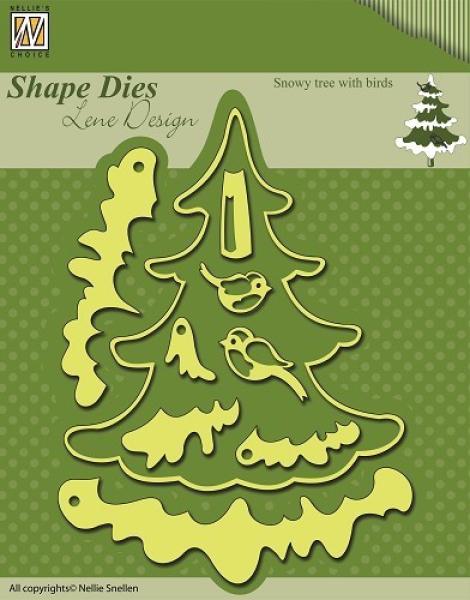 Nellie Snellen Shape Die Lene Design Snowy Tree with Birds