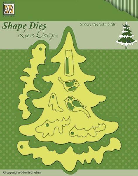 Nellie Snellen Shape Die Lene Design Snowy Tree with Birds