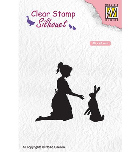 Nellie Snellen Silhouette Clear Stamp Girl with Hare SIL061