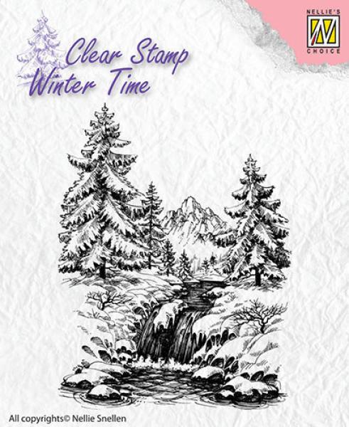 Nellie Snellen Winter Time Clear Stempel Winter Waterfall