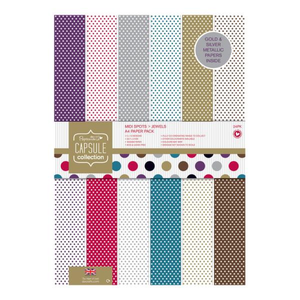 Papermania Capsule A4 Paper Pack Spots & Stripes Jewels
