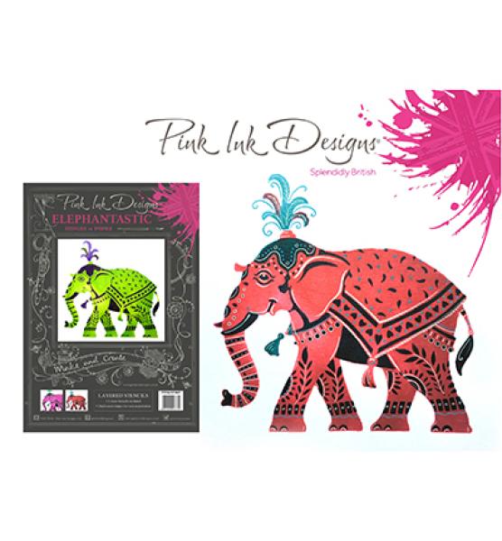 Pink Ink Designs Stencil Elephant #003