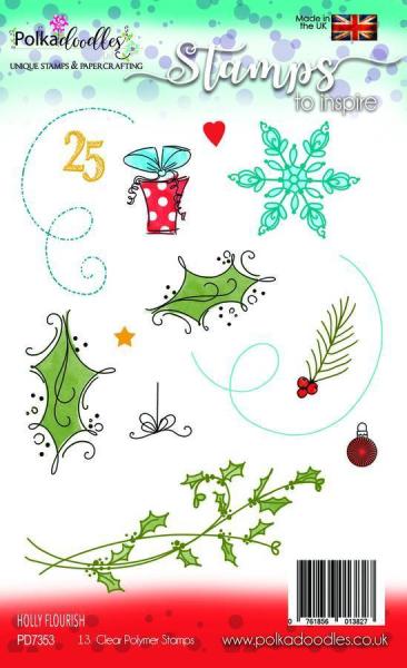 Polkadoodles Clear Stamp Holly Flourish #7353
