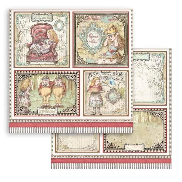 Stamperia 12x12 Paper SET Alice Cards #SBB817