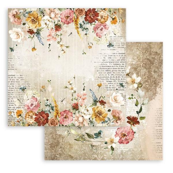 Stamperia 12x12 Paper Set Garden of Promises Flowers and Newspaper SBB870