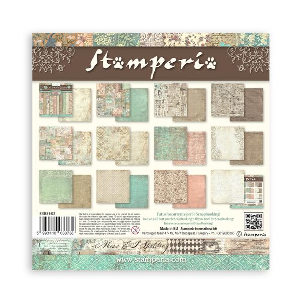 SBBS102 Stamperia Brocante Antiques 8x8 Paper Pad Backgrounds