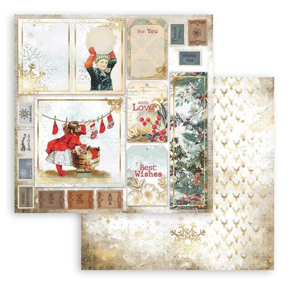 Stamperia 8x8 Paper Pad Romantic Christmas #SBBS44