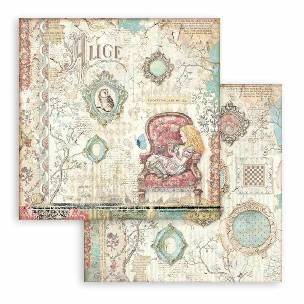 Stamperia 12x12 Paper Pad Alice Through the Looking Glass #SBBXL12