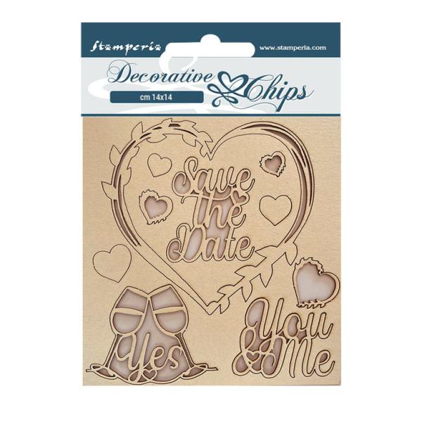 Stamperia Decorative Chips Save the Date SCB136