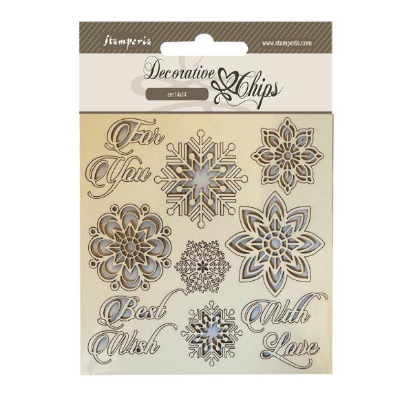 SCB174 Stamperia Chips Snowflakes