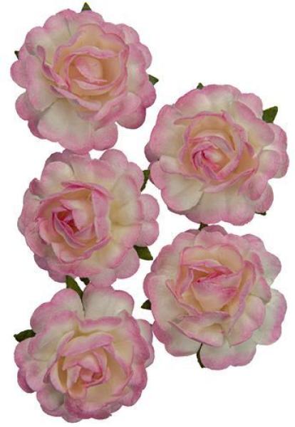 Mulberry Flowers Jubilee Roses 3.8 cm White-Pink