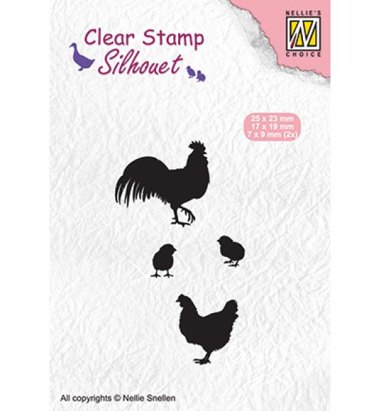 Silhouette Clear Stamp Rooster, Hen and Chicks SIL060