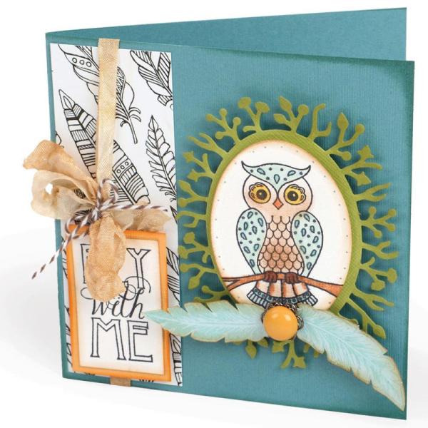 Sizzix Clear Stamps Owl & Feathers #661141
