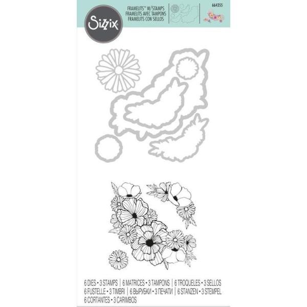 Sizzix Framelits w/ Stamps Ink Blooms #664355