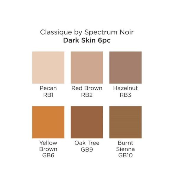 Spectrum Noir Classique 6 Pen Box Set Dark Skin