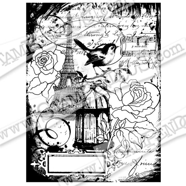 Stampendous Cling Stamp Eiffel Collage