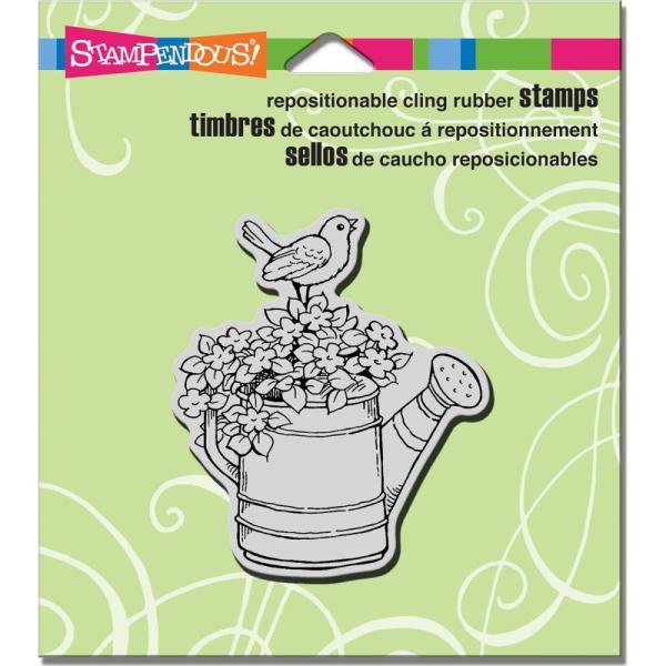 Stampendous Cling Stamp Watering Can Bird #CRV332