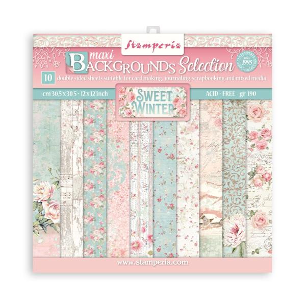 Stamperia 12x12 Paper Pad Maxi Background Sweet Winter SBBL124