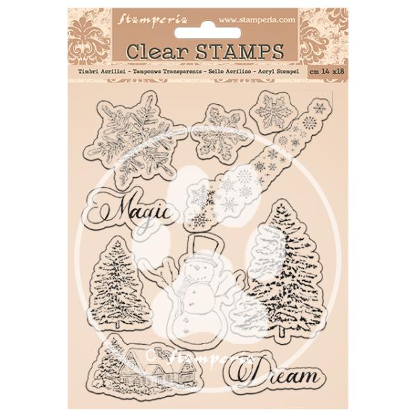 Stamperia Clear Stamp Home for the Holidays Snowflakes #WTK162