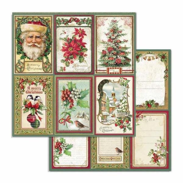 Stamperia 12x12 Paper Set Merry Christmas Cards #SBB703