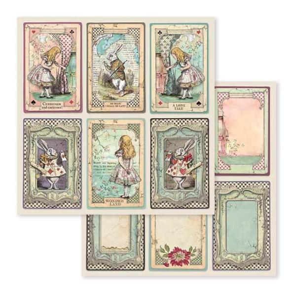 Stamperia 12x12 Paper Sheet Set Alice Cards #SBB584