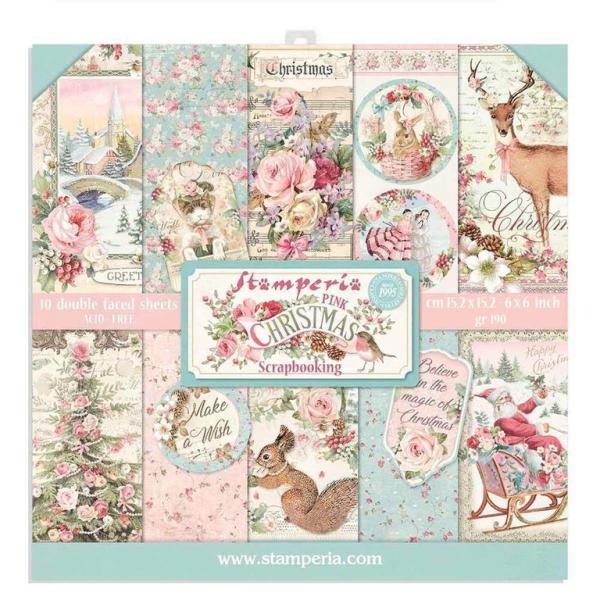 Stamperia 6x6 Paper Pad Pink Christmas #SBBXS07