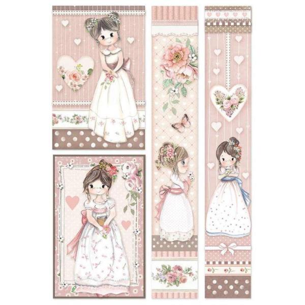 Stamperia A4 Rice Paper Little Girl Frames #4452