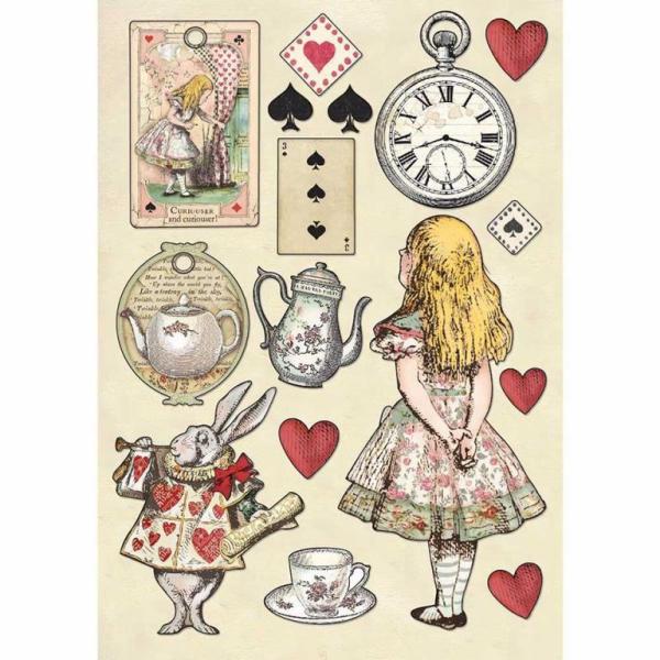 Stamperia A5 Colored Wooden Shapes Alice #075