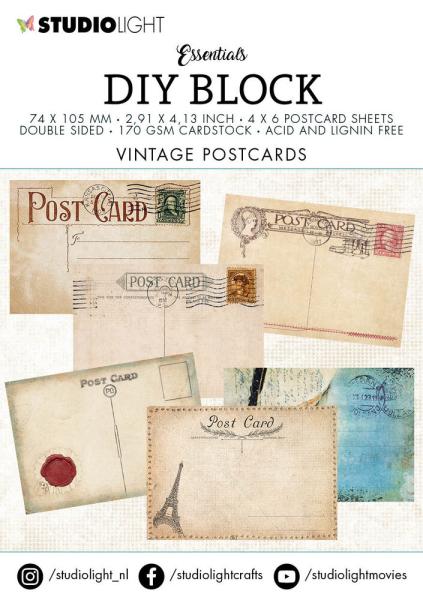 Studio Light Essentials Vintage Postcards DIY Block Mini #02