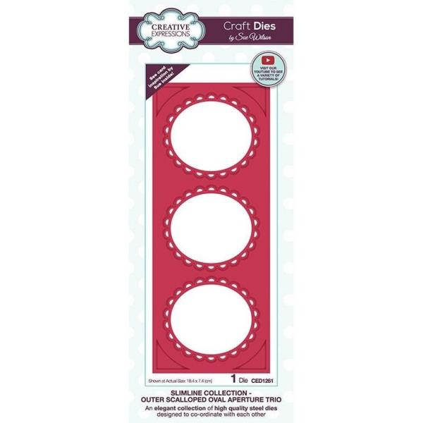 Sue Wilson Craft Die Aperture Trio Outer Scalloped Oval CED1261