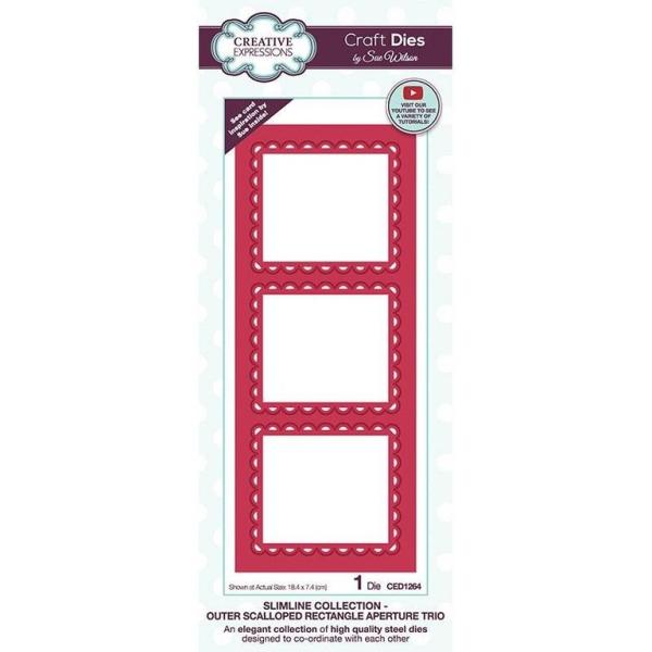 Sue Wilson Craft Die Aperture Trio Outer Scalloped Rectangle CED1264