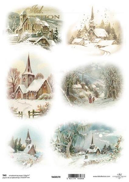 TAG0170 ITD Collection A4 Scrapbooking Paper Winter Landscape