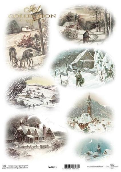TAG0171 ITD Collection A4 Scrapbooking Paper Winter Landscape