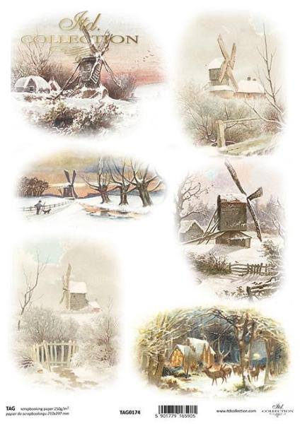 TAG0174 ITD Collection A4 Scrapbooking Paper Winter Landscape