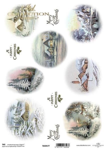 TAG0177 ITD Collection A4 Scrapbooking Paper Winter Landscape