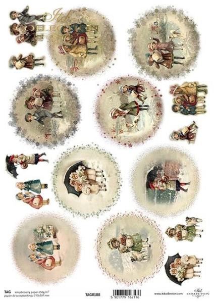 TAG0188 ITD Collection A4 Scrapbooking Paper Christmas Rounds