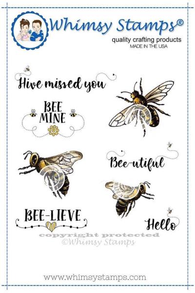 Whimsy Rubber Stamp Bee-utiful Bees