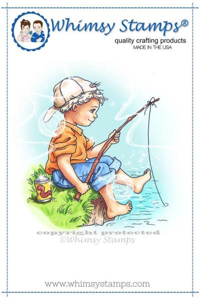 Whimsy Stamps Fishing Boy