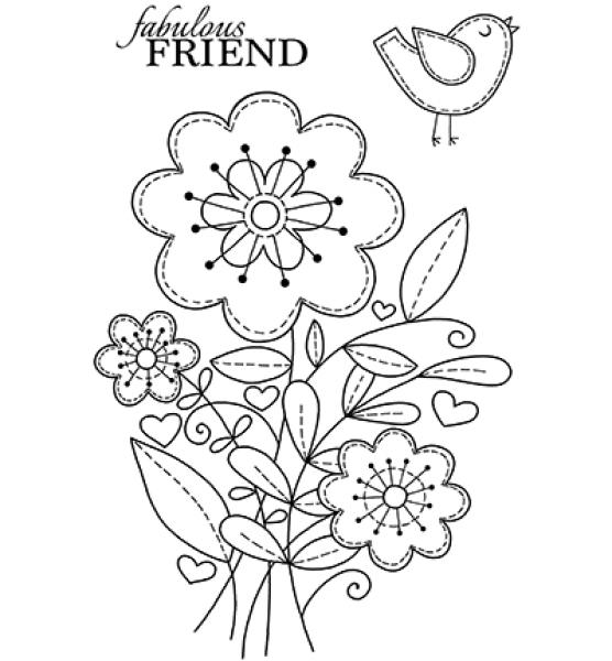 Woodware Clear Stamp Stitched Flowers JGS593