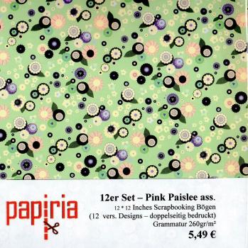 SALE 12x12 Inch Assorted Pack Pink Paislee 12er Set
