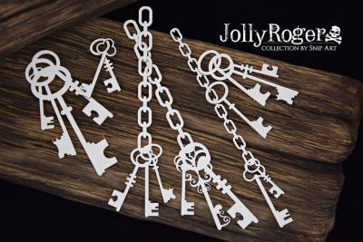 SnipArt Chipboard Jolly Roger Keys and Chains