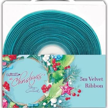 5m Velvet Ribbon Lucy Cromwell At Christmas Teal